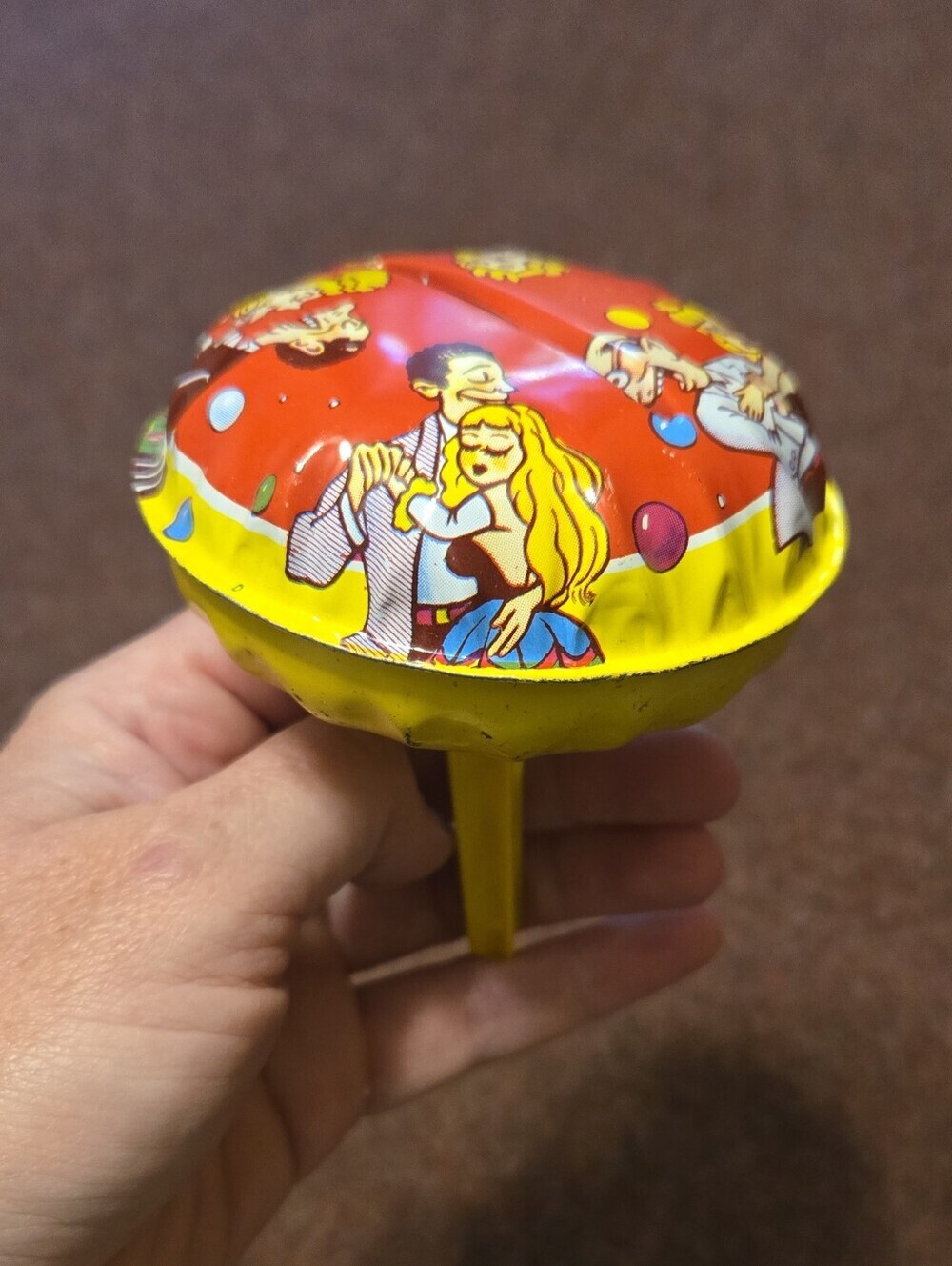 Vintage Metal Noisemaker Cartoon Graphics New Years Party Celebration